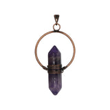 Rose quartz/tiger eye/black agate /amethyst/fluorite gemstone double point pendant with silver and copper color metal