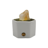 Citrine point / Rough green fluorite ceramic base lamp with 3lights setting come with USB cable