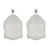 Pink/ white / Black Glass Buddha Head carving pendant in silver and gold metal color