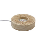 Lotus patterned wooden base tray white/yellow / multi-color light table lamp with a USB cable