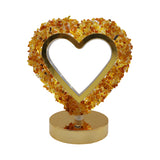 Gemstone chip Heart shape Lamp Gold Base  3 lights setting  USB cable Lamp