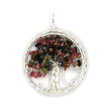 Rose quartz/amethyst/tourmaline/citrine/green aventurine and mix gemstone pendant with silver & copper color metal