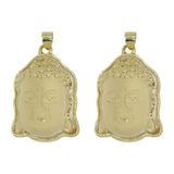 Pink/ white / Black Glass Buddha Head carving pendant in silver and gold metal color