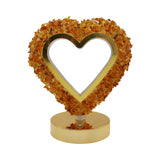 Gemstone chip Heart shape Lamp Gold Base  3 lights setting  USB cable Lamp