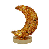 Gemstone chip Moon shape Lamp Gold Base 3setting light USB cable Lamp
