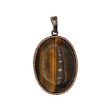 Rose quartz/tiger eye/black agate /amethyst/fluorite / green aventurine gemstone oval pendant with silver and copper color metal