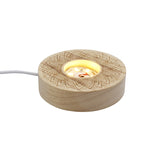 Lotus patterned wooden base tray white/yellow / multi-color light table lamp with a USB cable