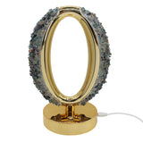 Gemstone chip Oval Lamp Gold Base cold/ warm / natural  USB cable Lamp