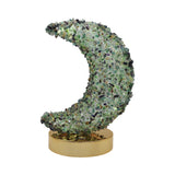 Gemstone chip Moon shape Lamp Gold Base 3setting light USB cable Lamp