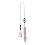 Rose quartz/tiger eye/black obsidian/amethyst/fluorite gemstone pendulum with silver color metal