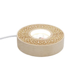 cross heart-carved patterned wooden base tray white/yellow / multi-color light table lamp with a USB cable
