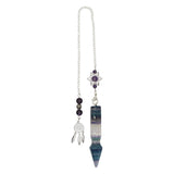 Rose quartz/tiger eye/black obsidian/amethyst/fluorite gemstone pendulum with silver color metal