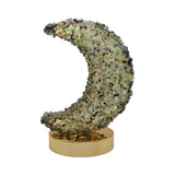 Gemstone chip Moon shape Lamp Gold Base 3setting light USB cable Lamp