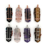 Rose quartz/tiger eye/black agate /amethyst gemstone point with 7 charka tree with silver and copper color metal