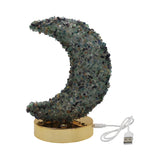 Gemstone chip Moon shape Lamp Gold Base 3setting light USB cable Lamp