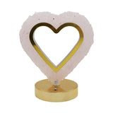 Gemstone chip Heart shape Lamp Gold Base  3 lights setting  USB cable Lamp