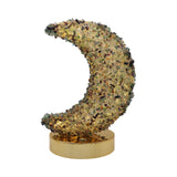 Gemstone chip Moon shape Lamp Gold Base 3setting light USB cable Lamp