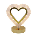 Gemstone chip Heart shape Lamp Gold Base  3 lights setting  USB cable Lamp