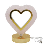 Gemstone chip Heart shape Lamp Gold Base  3 lights setting  USB cable Lamp