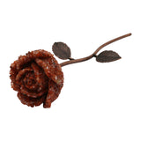 Rose quartz/ Black obsidian/ Carnelian Rose ornament with electroplated painted metal frame