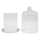 Glass container with wooden base lamp white/yellow / multi-color light table lamp with a USB cable