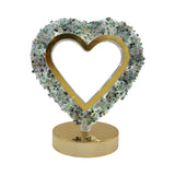 Gemstone chip Heart shape Lamp Gold Base  3 lights setting  USB cable Lamp