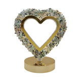 Gemstone chip Heart shape Lamp Gold Base  3 lights setting  USB cable Lamp