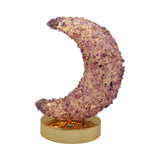 Gemstone chip Moon shape Lamp Gold Base 3setting light USB cable Lamp