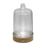 Glass container with wooden base lamp white/yellow / multi-color light table lamp with a USB cable