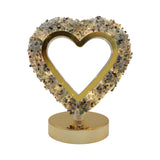 Gemstone chip Heart shape Lamp Gold Base  3 lights setting  USB cable Lamp