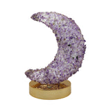 Gemstone chip Moon shape Lamp Gold Base 3setting light USB cable Lamp