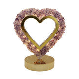 Gemstone chip Heart shape Lamp Gold Base  3 lights setting  USB cable Lamp