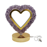 Gemstone chip Heart shape Lamp Gold Base  3 lights setting  USB cable Lamp