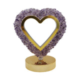 Gemstone chip Heart shape Lamp Gold Base  3 lights setting  USB cable Lamp