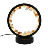 Multi-gemstones round shape acrylic base lamp  white/yellow / blue light table lamp with a USB cable