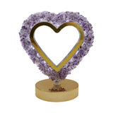 Gemstone chip Heart shape Lamp Gold Base  3 lights setting  USB cable Lamp