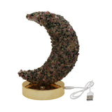 Gemstone chip Moon shape Lamp Gold Base 3setting light USB cable Lamp