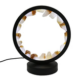 Multi-gemstones round shape acrylic base lamp  white/yellow / blue light table lamp with a USB cable