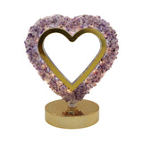 Gemstone chip Heart shape Lamp Gold Base  3 lights setting  USB cable Lamp