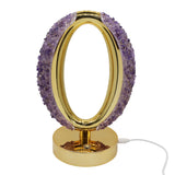 Gemstone chip Oval Lamp Gold Base cold/ warm / natural  USB cable Lamp