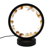 Multi-gemstones round shape acrylic base lamp  white/yellow / blue light table lamp with a USB cable