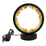 Multi-gemstones round shape acrylic base lamp  white/yellow / blue light table lamp with a USB cable