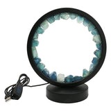 Multi-gemstones round shape acrylic base lamp  white/yellow / blue light table lamp with a USB cable