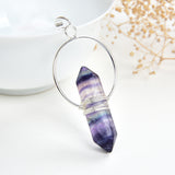 Gemstone Hexagon Prism Double Point Pendants Silver&Copper Plated Design, PND4162XX