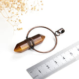 Gemstone Hexagon Prism Double Point Pendants Silver&Copper Plated Design, PND4162XX