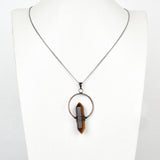 Gemstone Hexagon Prism Double Point Pendants Silver&Copper Plated Design, PND4162XX