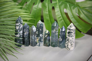 Moss Agate Points 2 lb Wholesale Lot Natural Crystal Tower Obelisk Energy