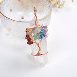 Rock Crystal Pendant Gemstone Copper Plated Wire Tree Design, PND6002XX
