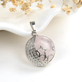 Gemstone Round Pendant Night Stars Silver Plated Design, Small Size, PND5010XX