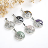Gemstone Round Pendant Night Stars Silver Plated Design, Small Size, PND5010XX